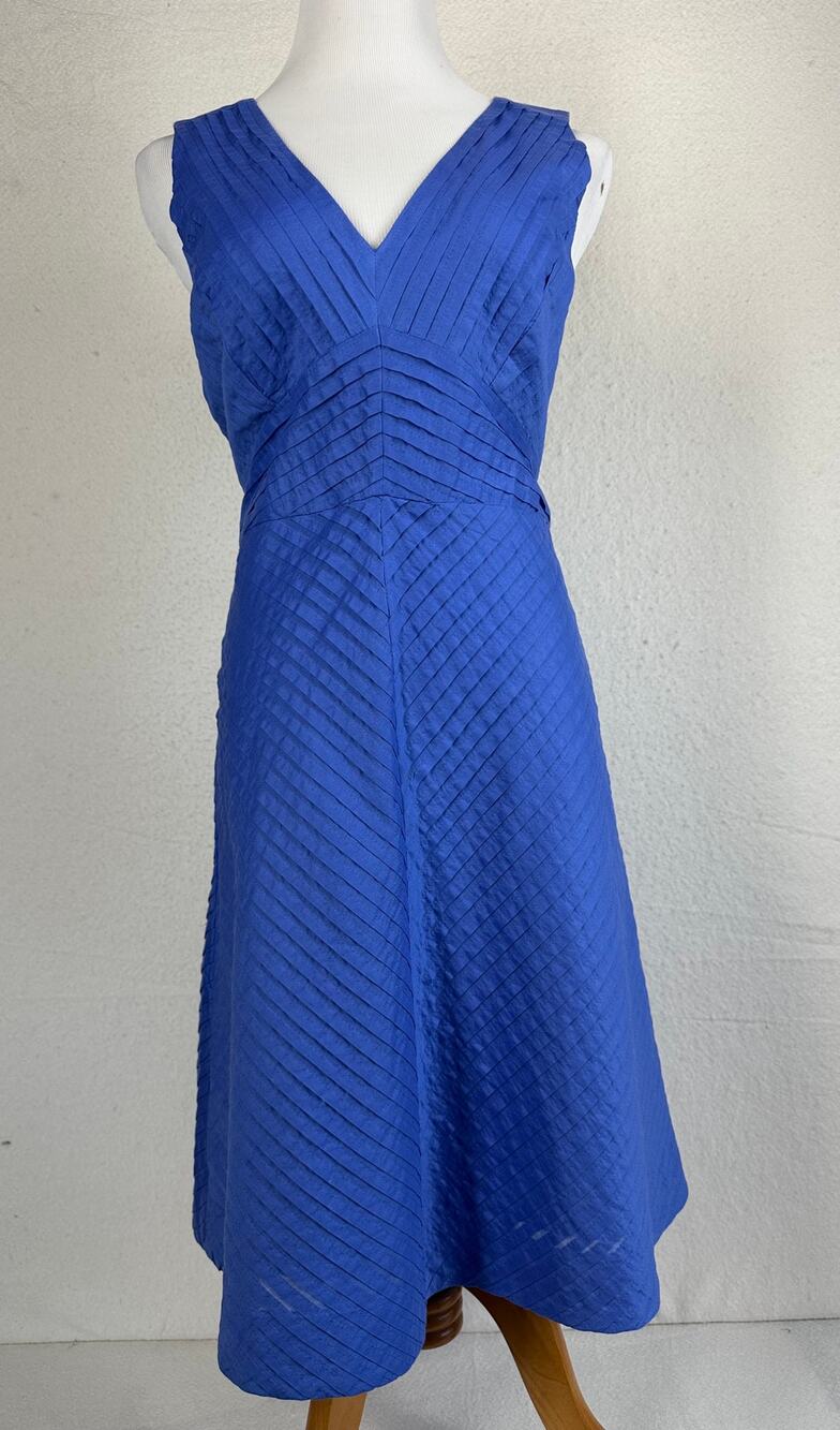 NWT J Crew 100% Cotton Pintuck Chevron Pleated Party Dress Women's SZ 8